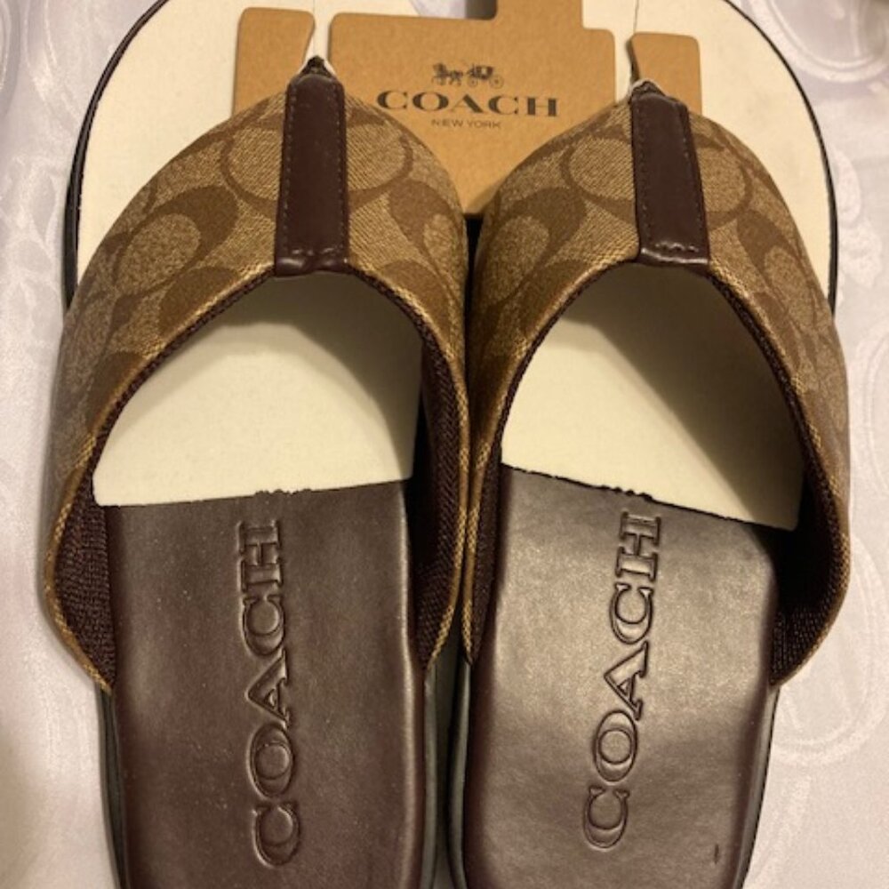 Coach 9 Brown Men's Flip Flops - Picture 2 of 7